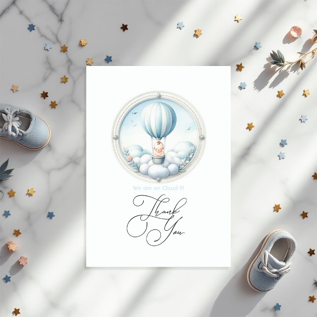 Cartão De Agradecimento Chá de fraldas Cloud 9 (Criador carregado)