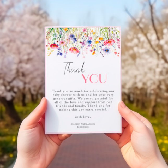 Cartão De Agradecimento Chá de fraldas Colorida de Girassol (Criador carregado)