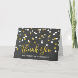 Cartão De Agradecimento Chá de fraldas Confetti de Prata Chalkboard Obriga