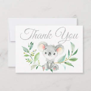 Cartão De Agradecimento Chá de fraldas Cute Koala e Eucalyptus Obrigado