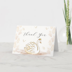 Cartão De Agradecimento Chá de fraldas da borboleta Swan, Princesa Elegant