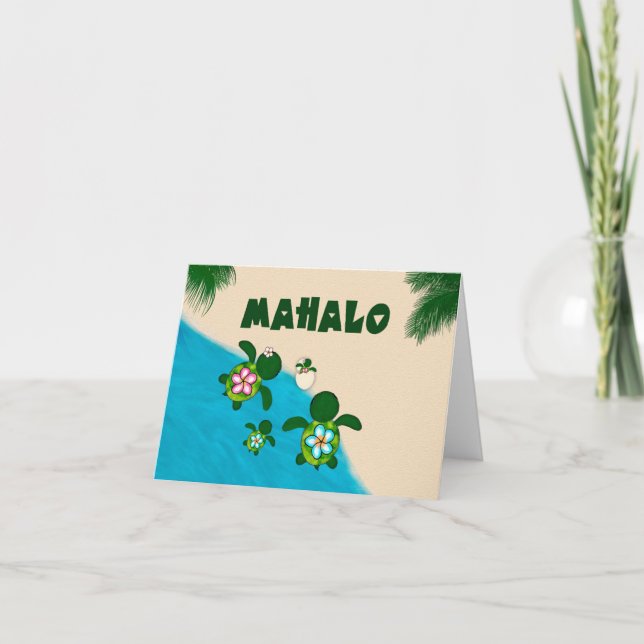 Cartão De Agradecimento Chá de fraldas Da Família GIRL Sea TURTLE Obrigado (Frente)