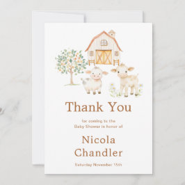 Cartão De Agradecimento Chá de fraldas da Fazenda