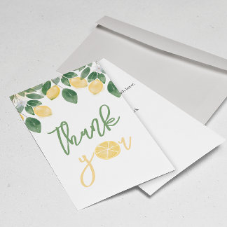 Cartão De Agradecimento Chá de fraldas Da Menina Lemon, Obrigado.