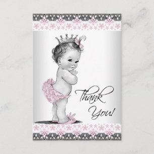 Cartão De Agradecimento Chá de fraldas Da Princesa Vintage Obrigado