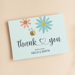 Cartão De Agradecimento Chá de fraldas de abelhas Azul Claro