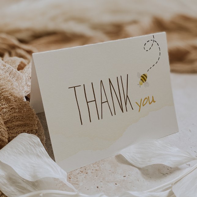 Cartão De Agradecimento Chá de fraldas De Abelhas De Bumble Doce Dobrado (Criador carregado)