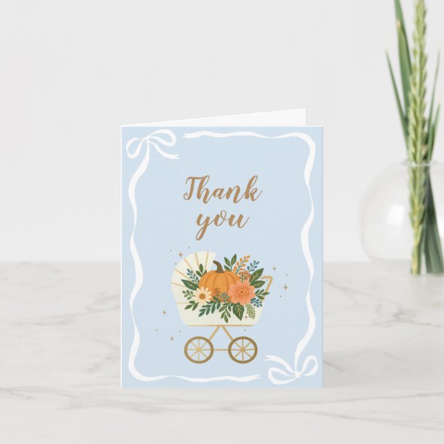 Cartão De Agradecimento Chá de fraldas de abóbora azul (Frente)