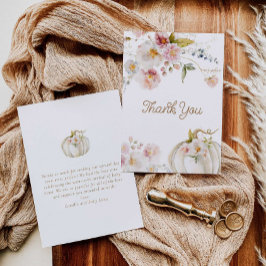 Cartão De Agradecimento Chá de fraldas de Abóbora Floral