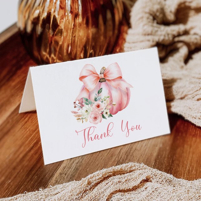 Cartão De Agradecimento Chá de fraldas de abóboras rosa-claro (Criador carregado)