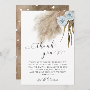 Cartão De Agradecimento Chá de fraldas de Água de Grama Azul Pampas