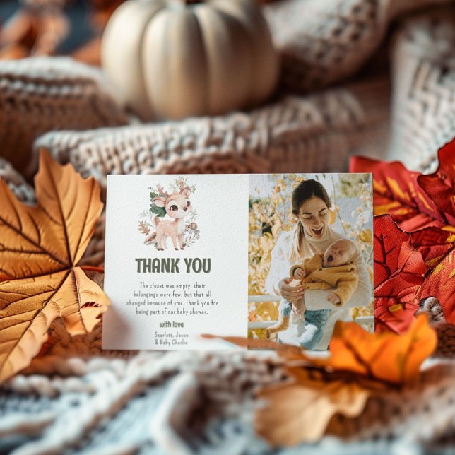 Cartão De Agradecimento Chá de fraldas de Amigos da Floresta Cura (Criador carregado)