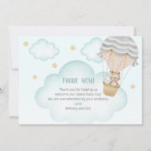 Cartão De Agradecimento Chá de fraldas de Animais da Floresta de Balão de 