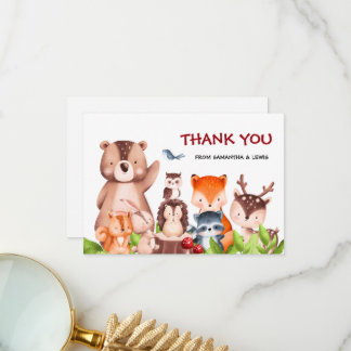 Cartão De Agradecimento Chá de fraldas De Animais Da Floresta Obrigado