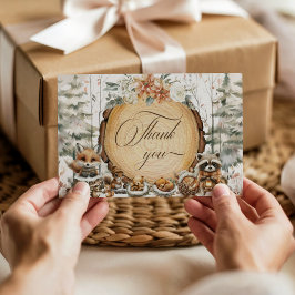 Cartão De Agradecimento Chá de fraldas de Animais da Floresta Ocidental