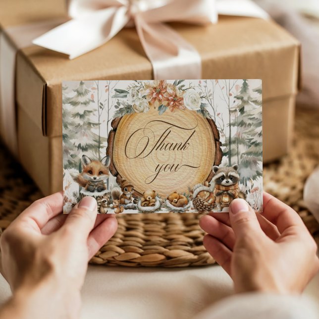 Cartão De Agradecimento Chá de fraldas de Animais da Floresta Ocidental (Criador carregado)