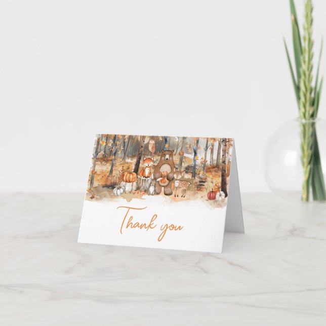 Cartão De Agradecimento Chá de fraldas De Animais Da Pumpkin (Frente)