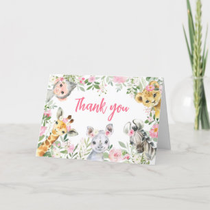 Cartão De Agradecimento Chá de fraldas De Animais Safari