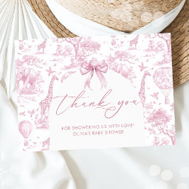 Cartão De Agradecimento Chá de fraldas de animais Toile de Jouy Safari