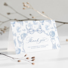 Cartão De Agradecimento Chá de fraldas de animais Toile de Jouy Safari