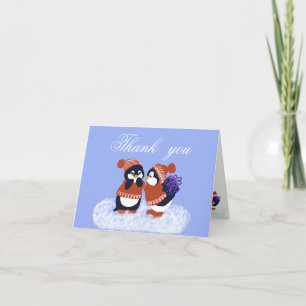 Cartão De Agradecimento Chá de fraldas de aniversário do Pinguim Winter