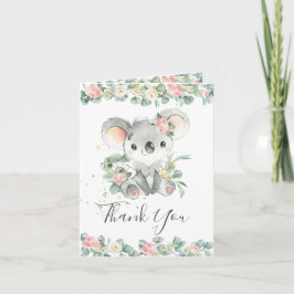 Cartão De Agradecimento Chá de fraldas de aniversário Koala Koala, verde-r
