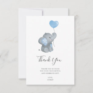 Cartão De Agradecimento Chá de fraldas de Aquarela de Elefante