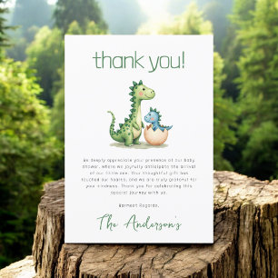 Cartão De Agradecimento Chá de fraldas de Aquarela do Dinossauro Cento