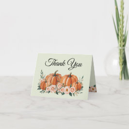 Cartão De Agradecimento Chá de fraldas de Aquarela Floral Elegante Pumpkin