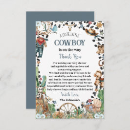 Cartão De Agradecimento Chá de fraldas de Aquarela Ocidental de Cowboy Bon