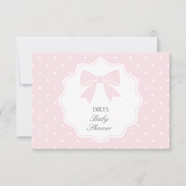 Cartão De Agradecimento Chá de fraldas de Arco Rosa Clássico do Bolinhas (Frente)