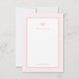 Cartão De Agradecimento Chá de fraldas de arco rosa Gingham