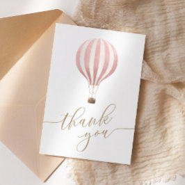 Cartão De Agradecimento Chá de fraldas de balão de ar quente rosa
