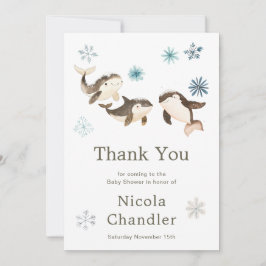 Cartão De Agradecimento Chá de fraldas de Baleia Árctica Cuja