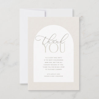 Cartão De Agradecimento Chá de fraldas de bebê neutro creme