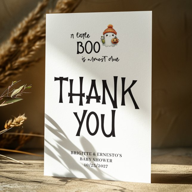 Cartão De Agradecimento Chá de fraldas de Boo Pequeno Halloween Flat (Criador carregado)