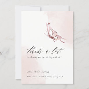 Cartão De Agradecimento Chá de fraldas de borboleta de cor d'água do pino 