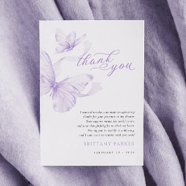 Cartão De Agradecimento Chá de fraldas de Borboleta Delicada Roxo