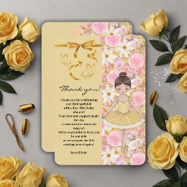 Cartão De Agradecimento Chá de fraldas de Borboletas de Tutu Ballerina Ama