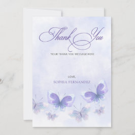 Cartão De Agradecimento Chá de fraldas de Borboletas Liláticas Rústicas Fl