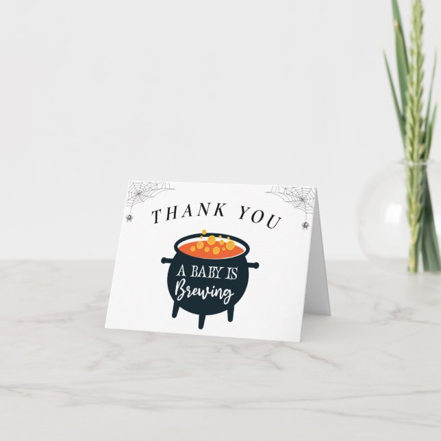 Cartão De Agradecimento Chá de fraldas De Bruxas De Halloween Obrigado (Frente)