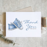 Cartão De Agradecimento Chá de fraldas de Calçados de Bebê Azul de Cor Águ<br><div class="desc">Envie obrigados aos seus convidados com este cartões de agradecimentos de chá de fraldas personalizável. Ele apresenta ilustração aquosa de um adorável chá de fraldas azul. Personalize este cartões de agradecimentos de chá de fraldas adicionando seus detalhes. Este cartões de agradecimentos de aquarela azul é perfeito para um chá de...</div>