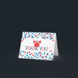 Cartão De Agradecimento Chá de fraldas de Caranguejos Náuticos Modernos Ob<br><div class="desc">Chá de fraldas moderno confetti de caranguejo náutico de verão, obrigado a anotar um cartão com um guindaste vermelho giro em um fundo branco com confete vermelho e azul. Perfeito obrigado, nota para um chá de fraldas náutico barco de barco de verão. Visite nosso compro para este design em uma...</div>