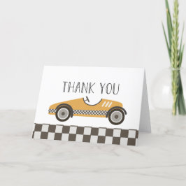 Cartão De Agradecimento Chá de fraldas de Carro Race Amarelo