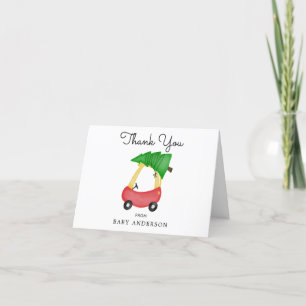 Cartão De Agradecimento Chá de fraldas de Carro Vermelho Feriado Obrigado