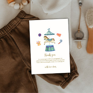 Cartão De Agradecimento Chá de fraldas de Carrossel de Vintage