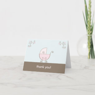 Cartão De Agradecimento Chá de fraldas de carruagem Obrigado - Rosa