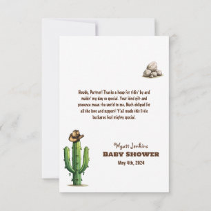 Cartão De Agradecimento Chá de fraldas de chapéu de cowboy