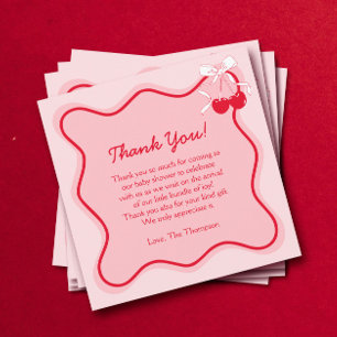 Cartão De Agradecimento Chá de fraldas de Cherry