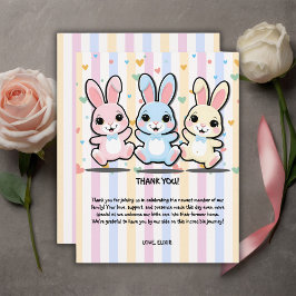 Cartão De Agradecimento Chá de fraldas de coelhinho coelho bonito